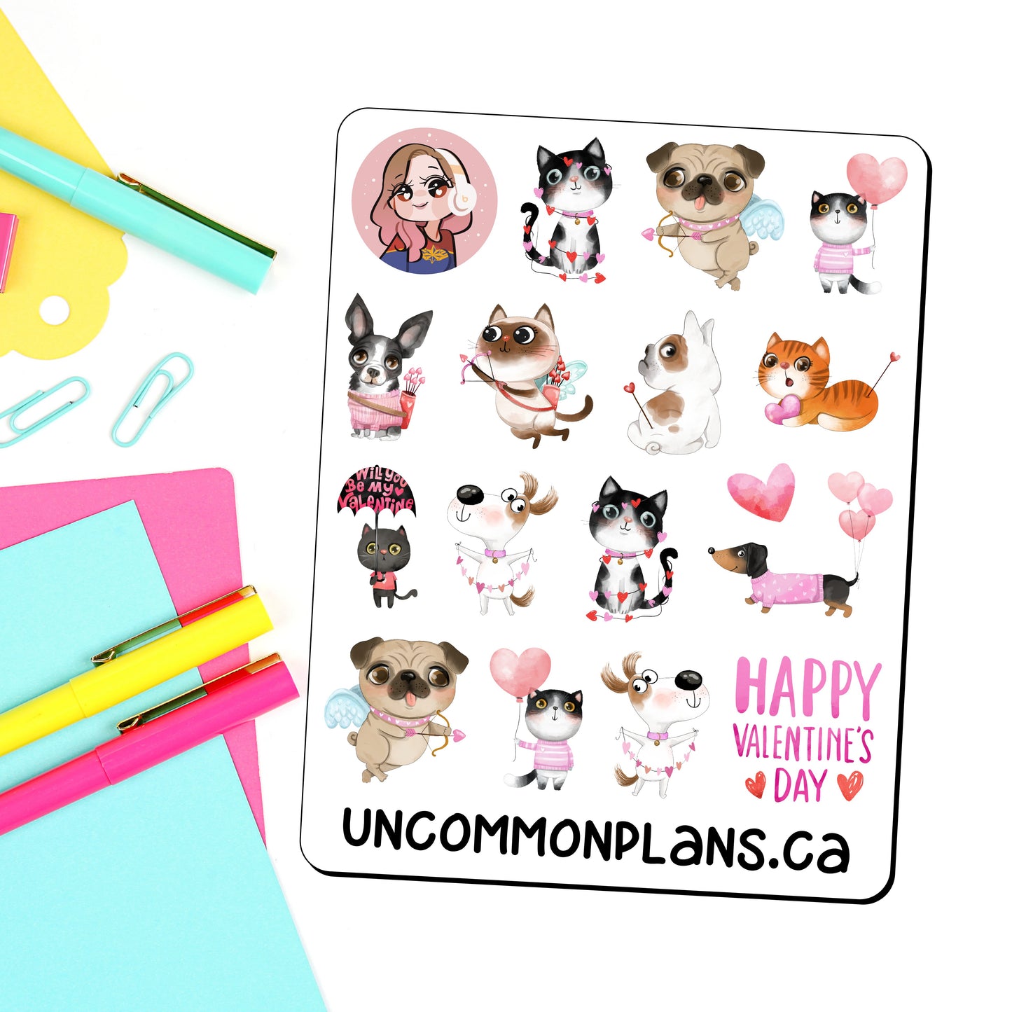 Dogs & Cats Valentine's Day Sticker Sheet