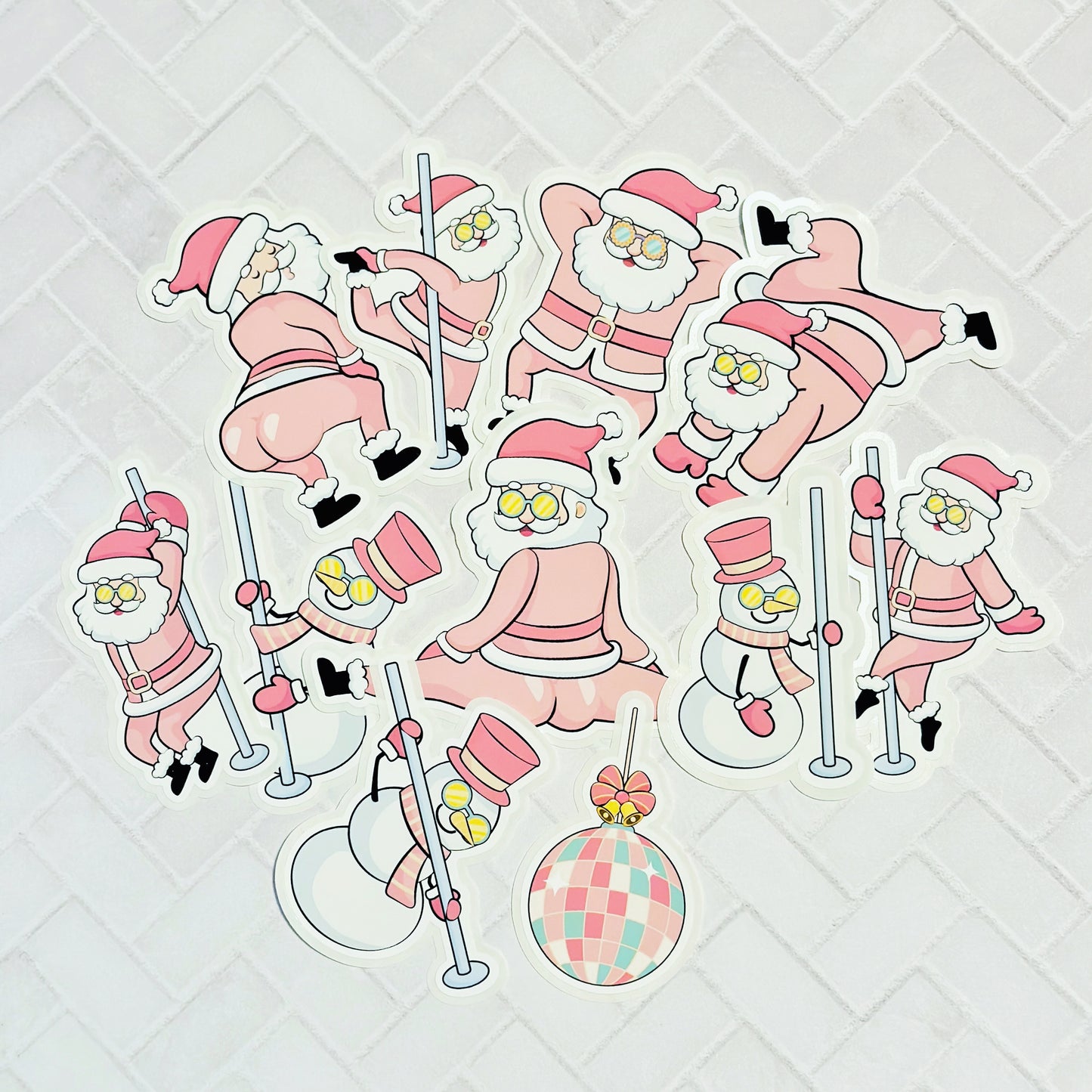 Naughty Santa Die Cut Stickers Pack