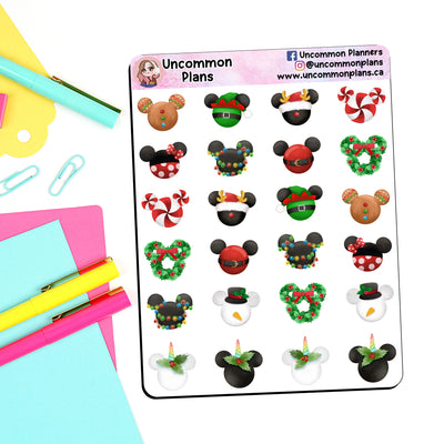 Christmas Mouse Ears Stickers Sheet