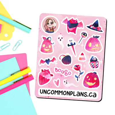 Pink Witch Deco Stickers Sheet