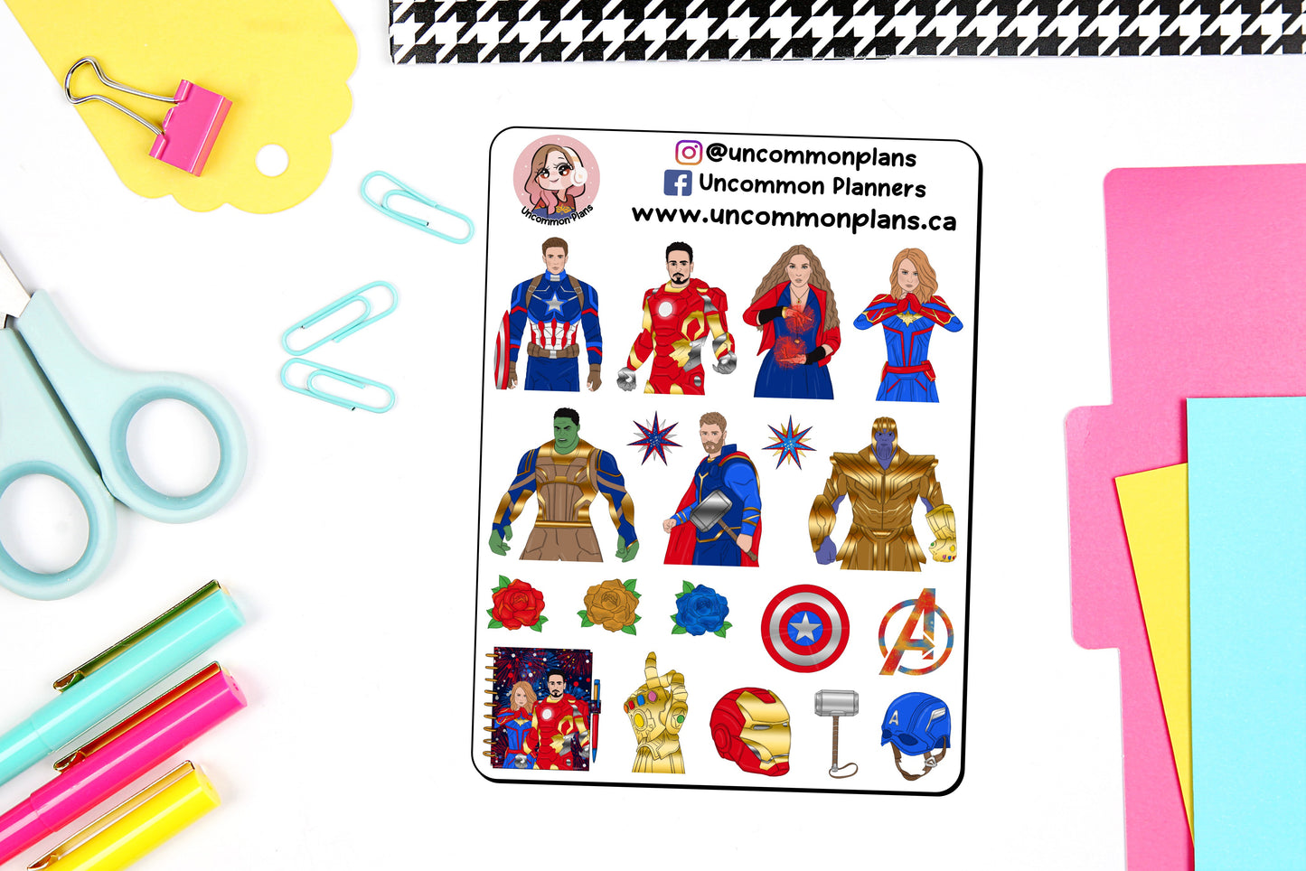 Superhero Endgame Team Stickers Sheet