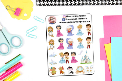 Glass Slipper Princess Stickers Sheet