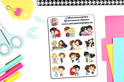 Princess & Princes Couples Stickers Sheet