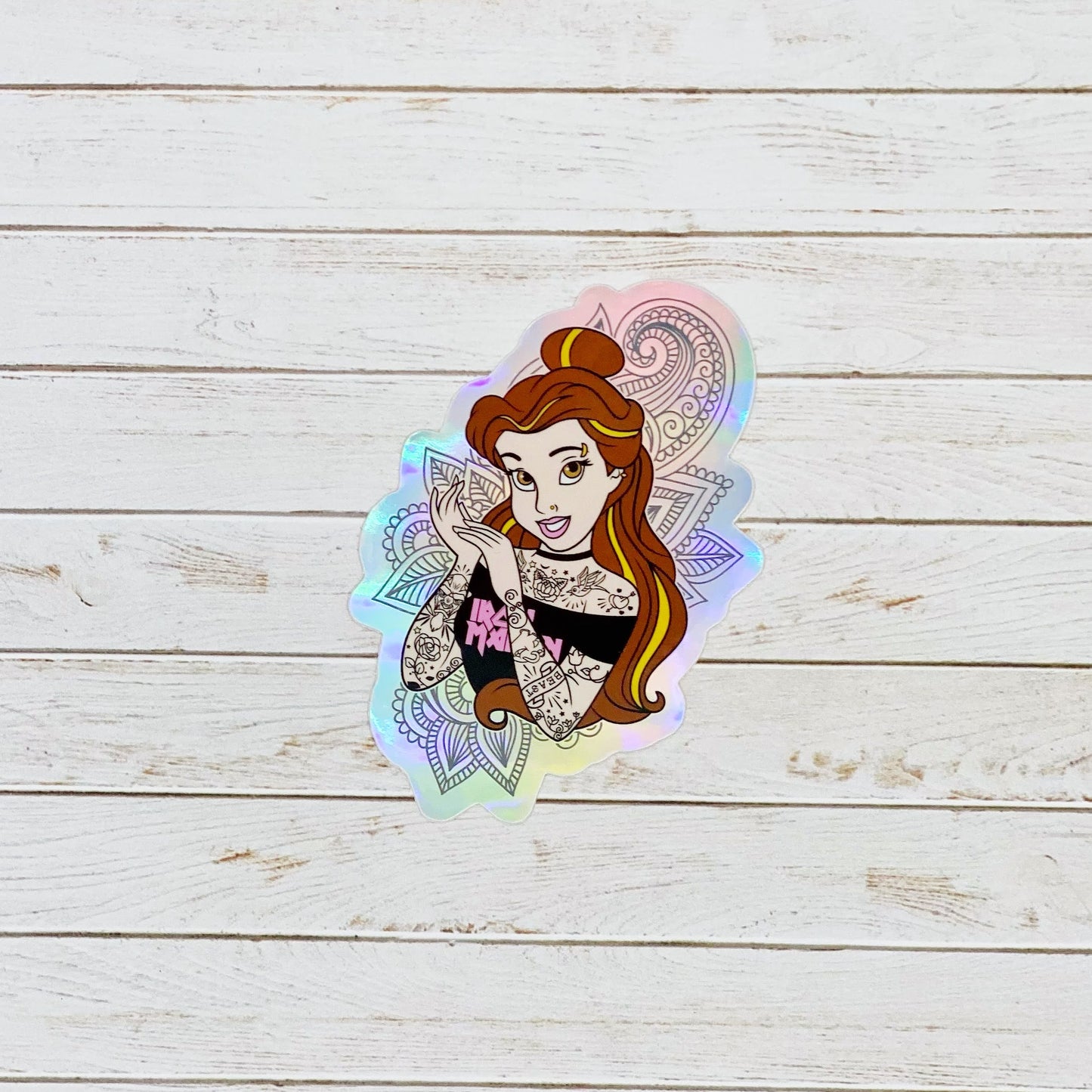 Punk Rock Princess - Modern Princess with Tattoos Holographic Vinyl Decal Stickers