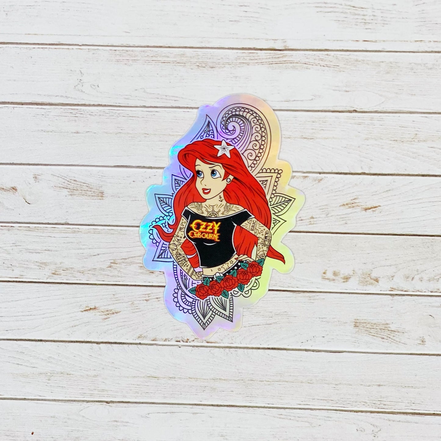Punk Rock Princess - Modern Princess with Tattoos Holographic Vinyl Decal Stickers