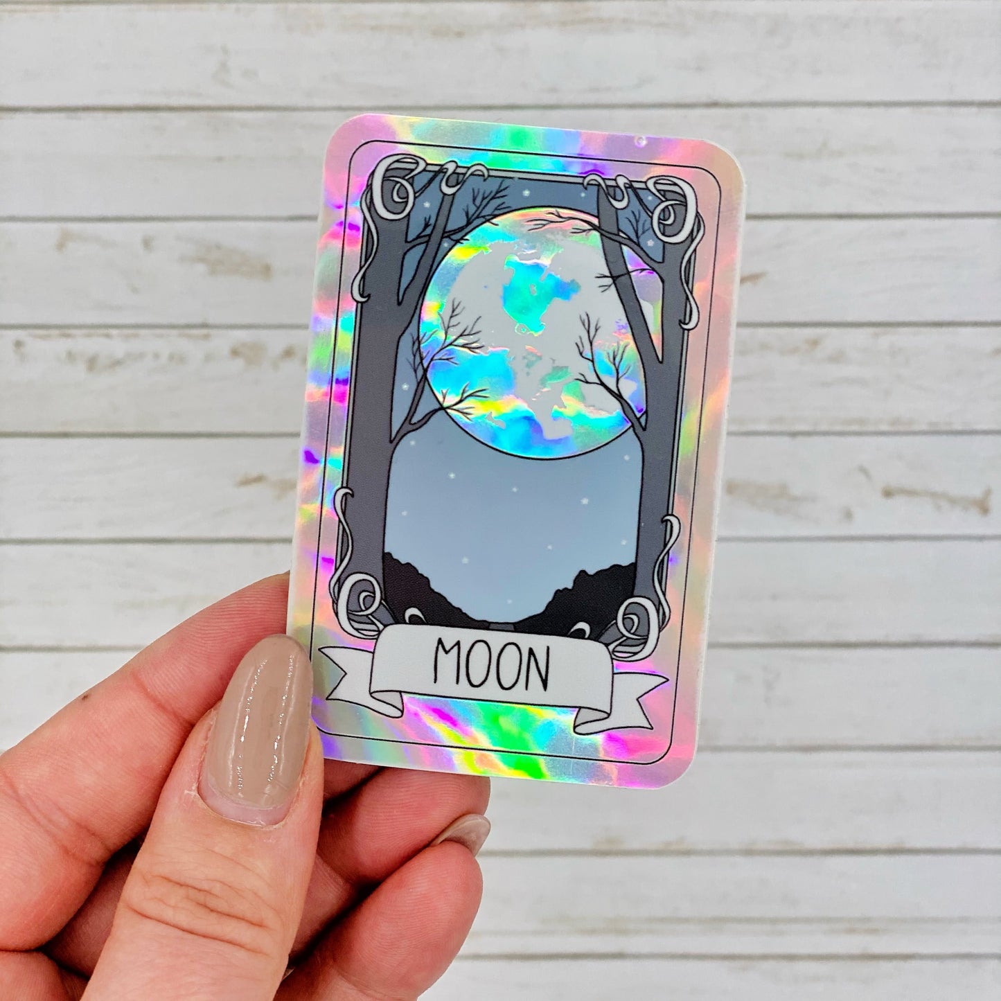 Moon Star & Sun Tarot Cards Holographic Vinyl Decals