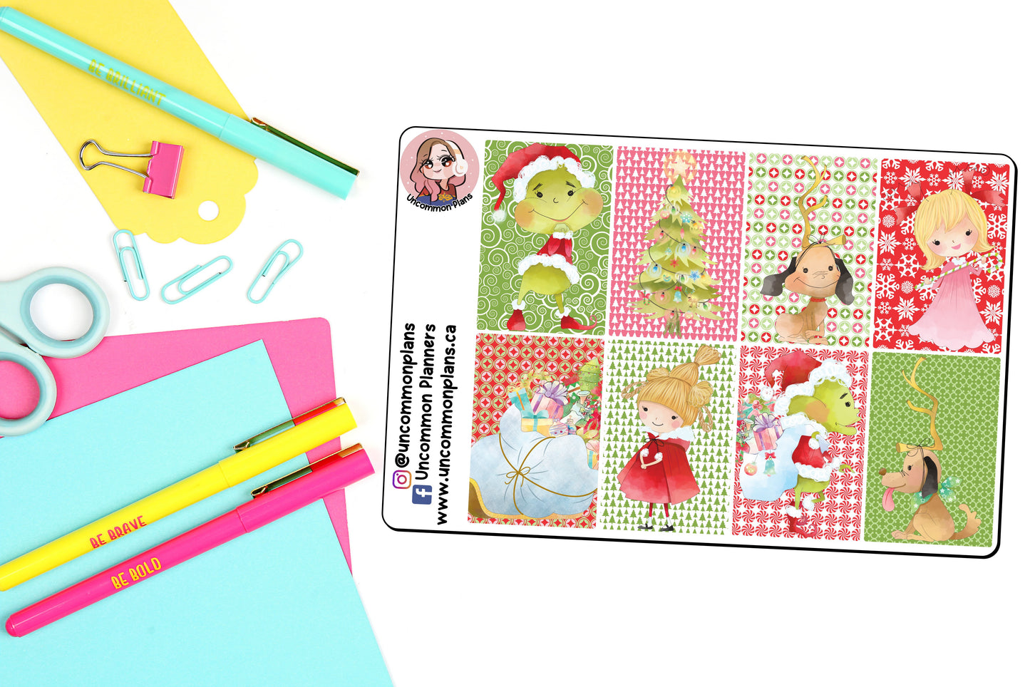 Green Guy who Hates Christmas Weekly Kit Happy Planner Stickers
