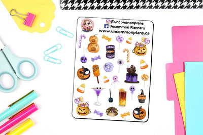Halloween Snacks & Drinks Stickers Sheet
