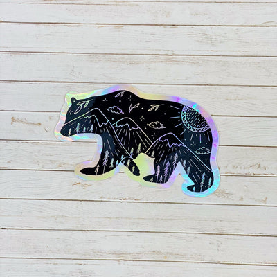 Spirit Animal Bear Silhouette Holographic Vinyl Decal Sticker