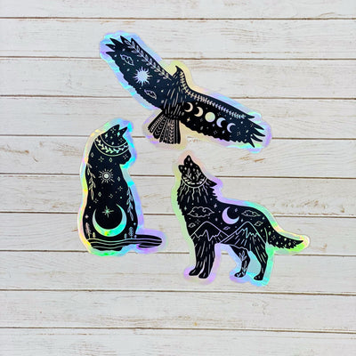 Spirit Animals Silhouette Holographic Vinyl Decal Stickers