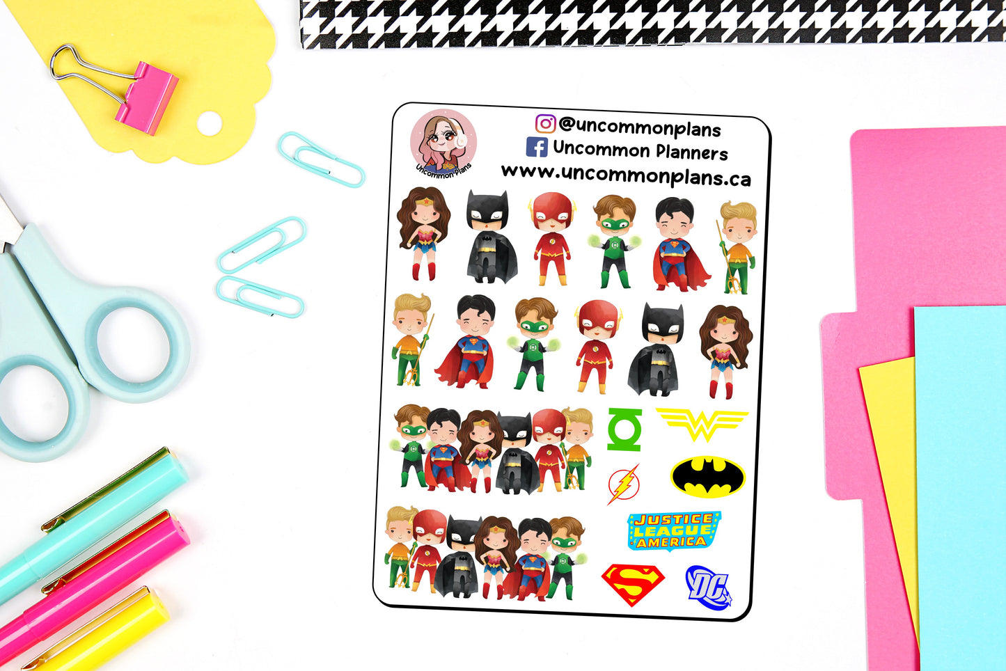 Justice Superhero Team Stickers Sheet