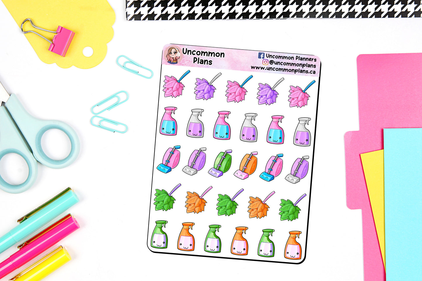 Kawaii Rainbow Icons Chores Functional Planner Stickers