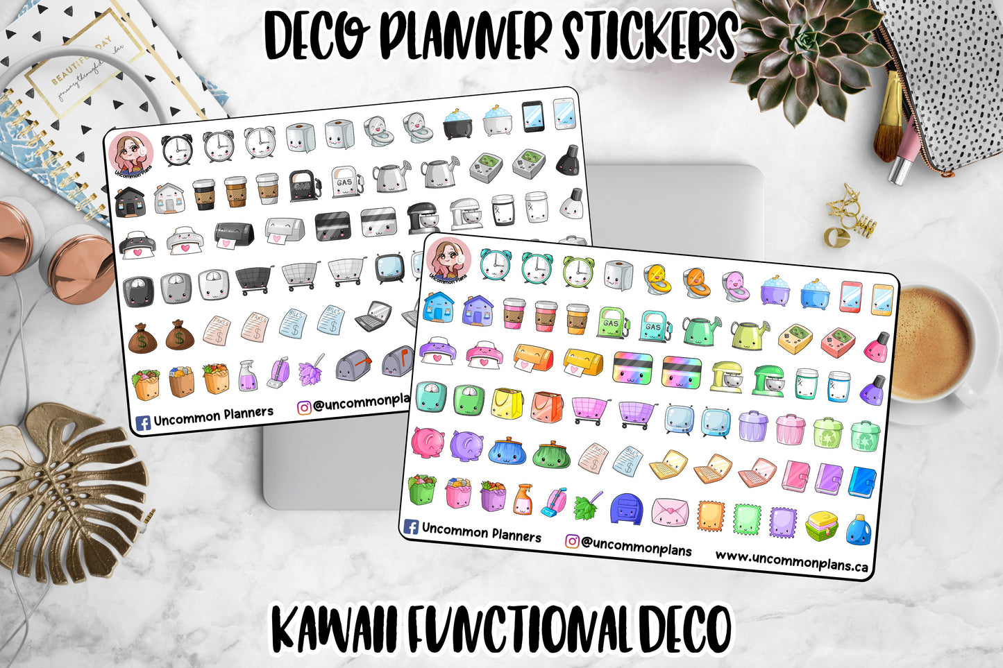 Kawaii Icons Functional Deco Planner Stickers