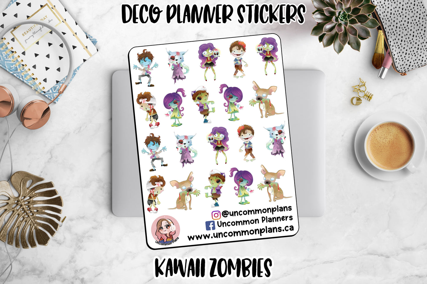 Kawaii Zombies Stickers Sheet