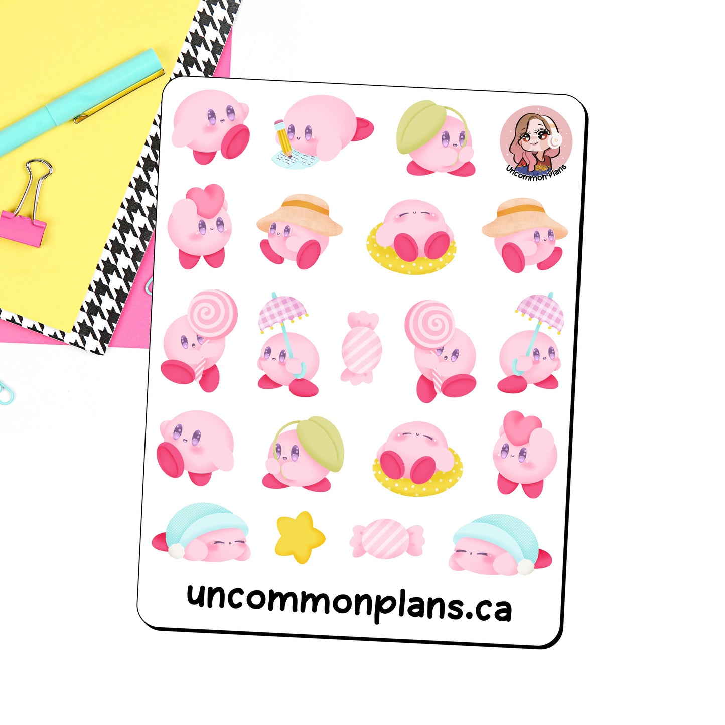 Kawaii Kirby Video Game Deco Stickers Sheet