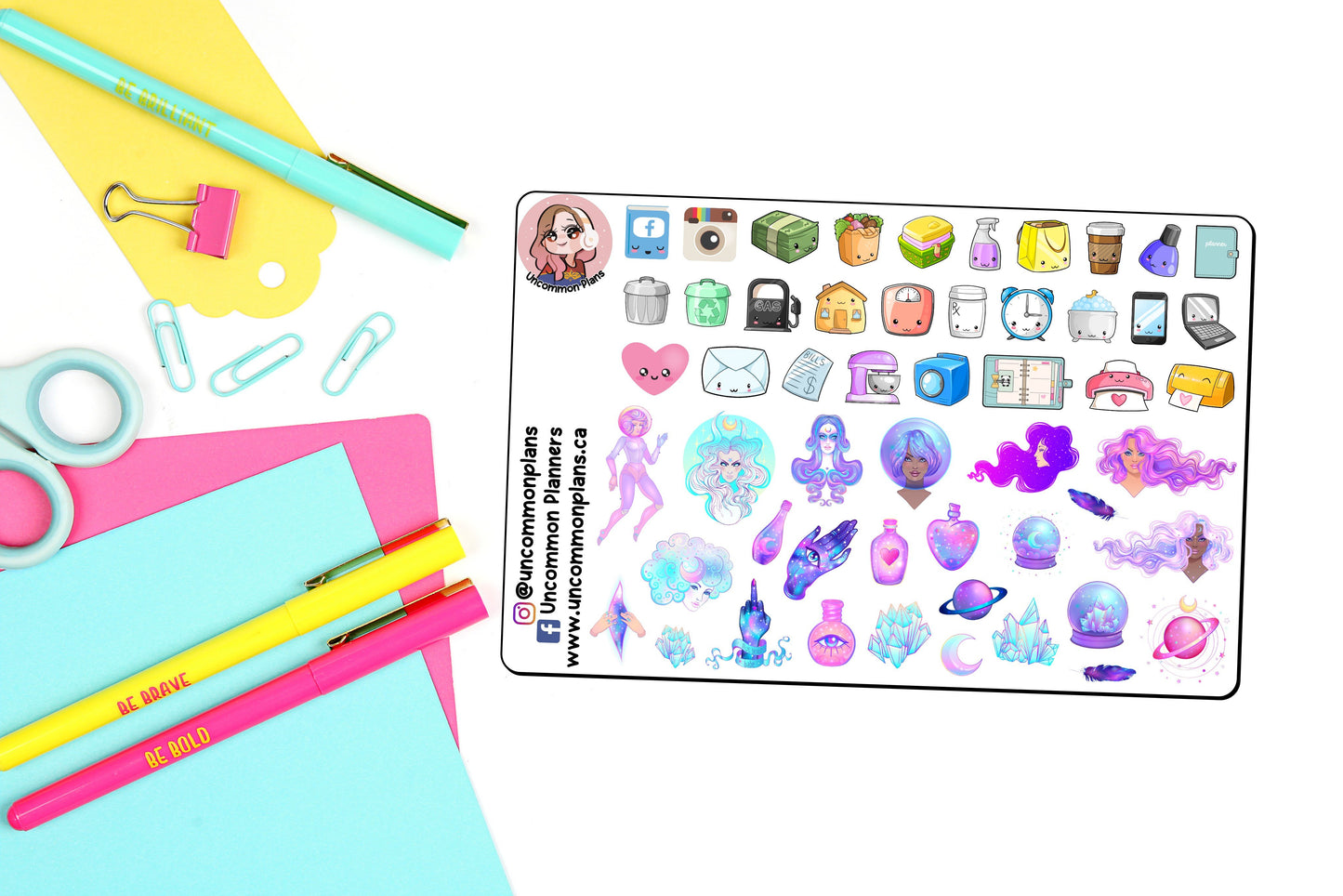 Pastel Galaxy Witch Weekly Kit Happy Planner Stickers