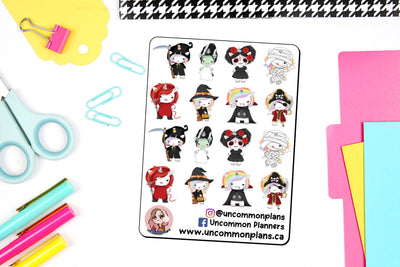 Halloween Unicorn Stickers Sheet