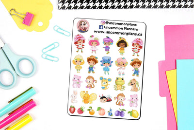 Strawberry Cake Girl & Friends Stickers Sheet