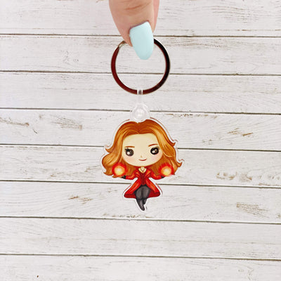 Red Witch Superhero Clear Acrylic Keychain