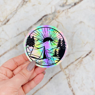 Camping Holographic Vinyl Decal
