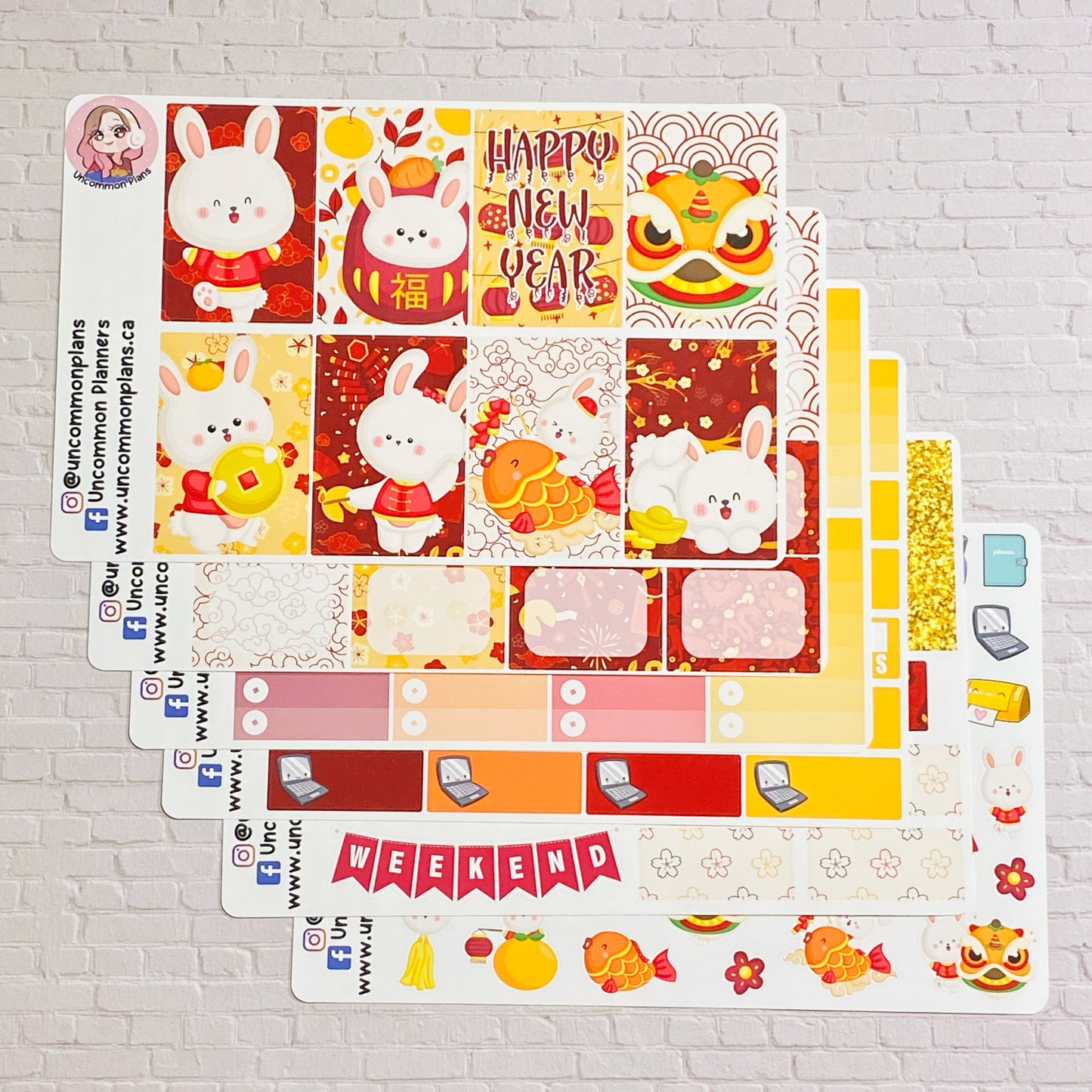 Lunar New Year Rabbit 2023 Weekly Kit Happy Planner Stickers