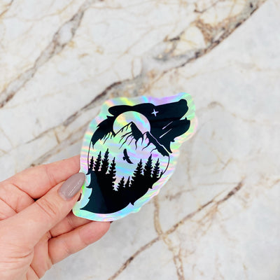 Wolf Silhouette Holographic Vinyl Decal