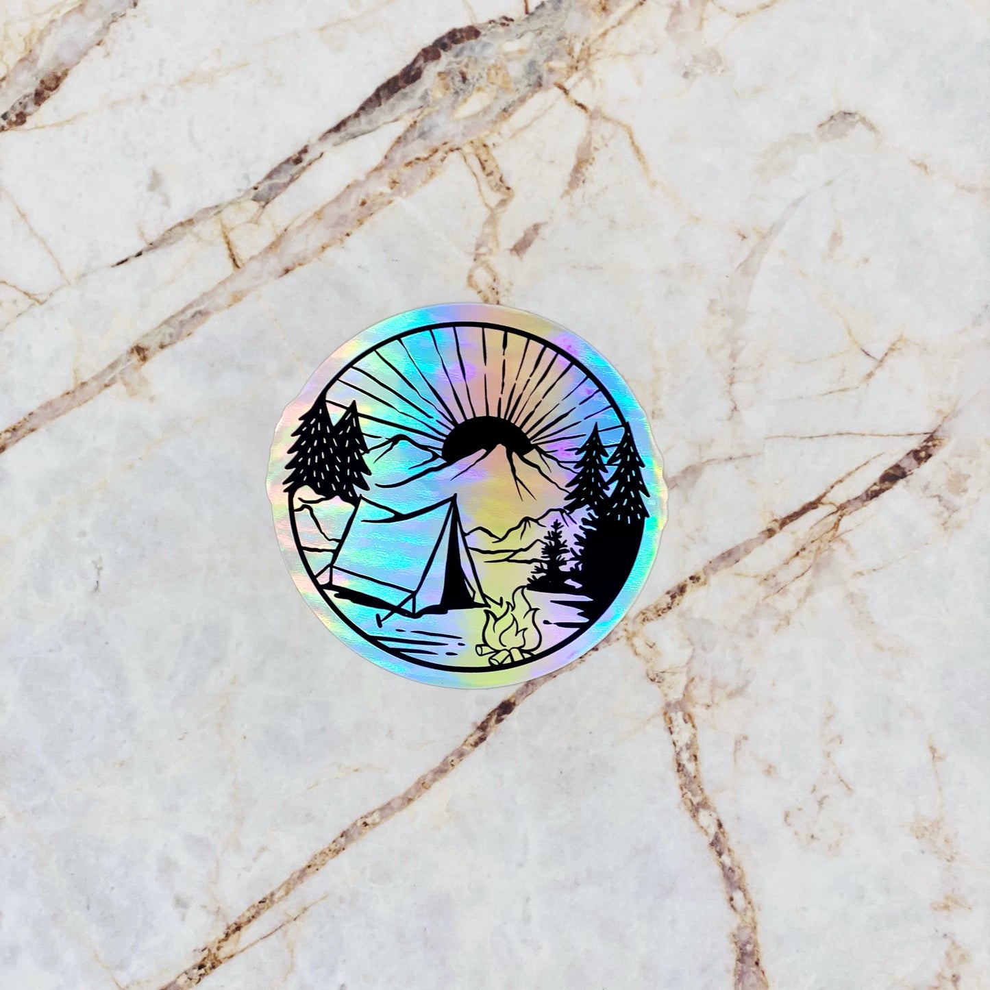 Camping Holographic Vinyl Decal